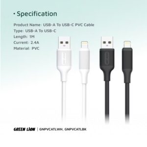 کابل شارژ آیفون گرین لاین مدل PVC Greenline iPhone charging cable PVC model