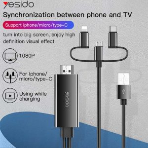 تبدیل HDMI به لایتنینگ/میکرو/تایپ سی برند یسیدو مدل HM05HDMI to Lightning/Micro/Type C converter, YSIDO brand, model HM05